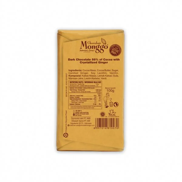 Chocolate Monggo Borobudur Ginger Tablet Dark Cokelat Hitam 58% Coklat 3