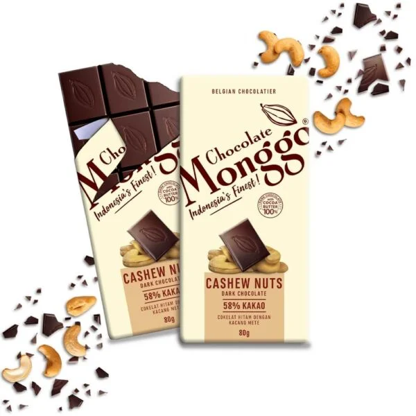 Chocolate Monggo Cashew Nuts Dark Cokelat Hitam 58% Coklat