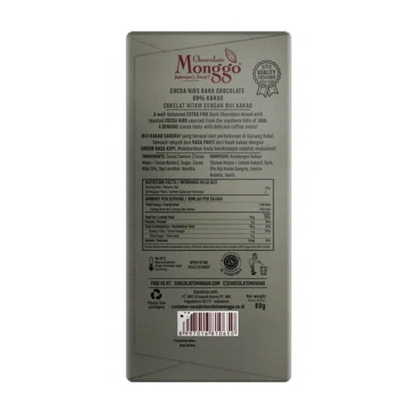 Chocolate Monggo Cocoa Nibs Dark Cokelat Hitam 69% Coklat 4