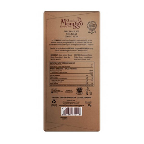 Chocolate Monggo Dark Cokelat Hitam 58% 4