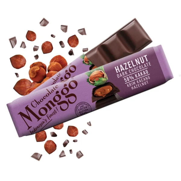 Chocolate Monggo Hazelnut Bar Dark Cokelat Hitam 58% Coklat