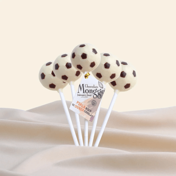 Chocolate Monggo Lollipop Footbal white coklat 1