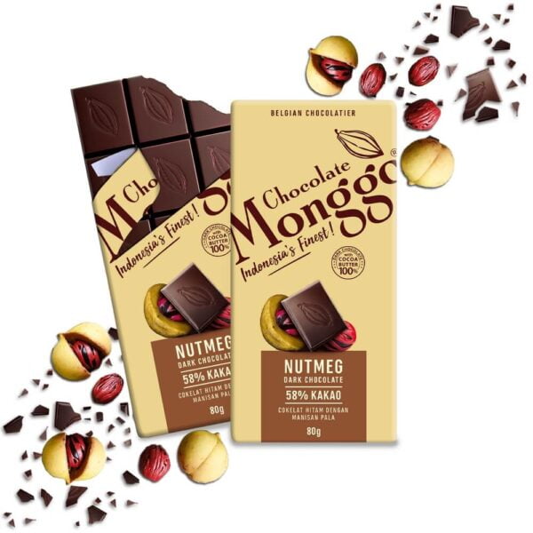 Chocolate Monggo Nutmeg Dark Cokelat Hitam 58% Coklat