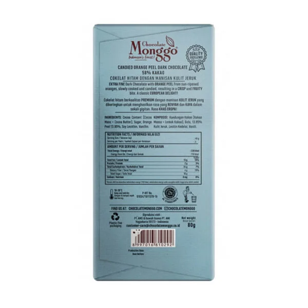 Chocolate Monggo Orange Peel Dark Cokelat Hitam 58% Coklat 4