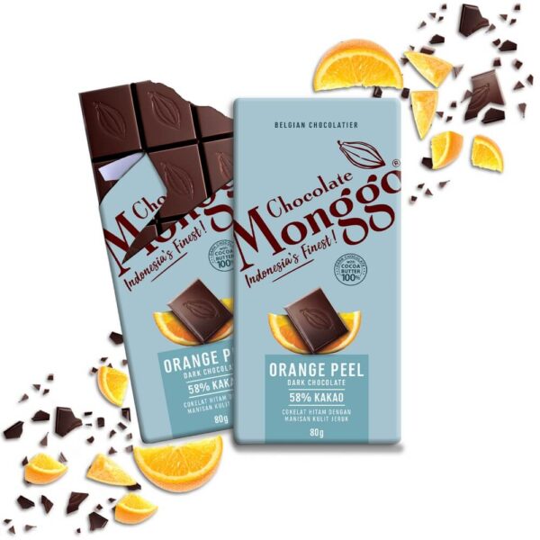 Chocolate Monggo Orange Peel Dark Cokelat Hitam 58% Coklat