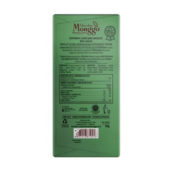Chocolate Monggo Peppermint Dark Cokelat Hitam 69% Coklat 4
