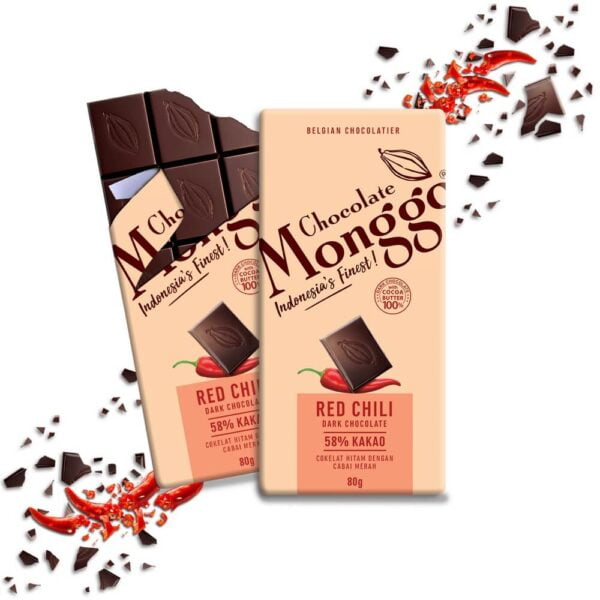 Chocolate Monggo Red Chili Dark Cokelat Hitam 58% Coklat