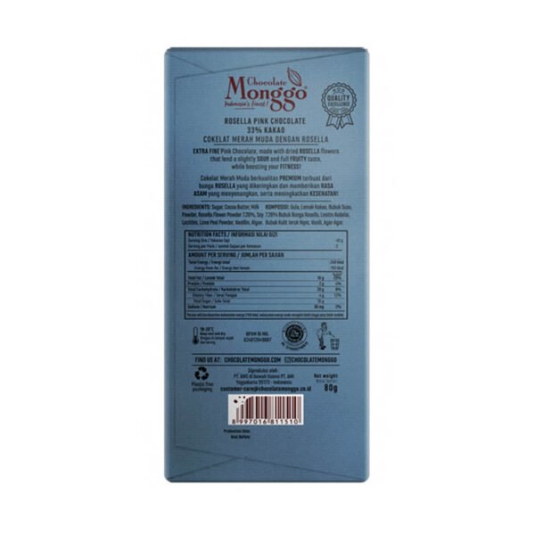 Chocolate Monggo Rosella Pink Cokelat 33% Coklat