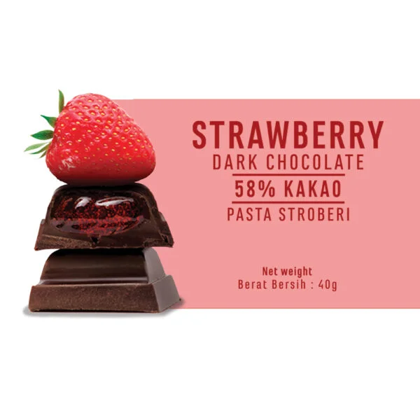 Chocolate Monggo Strawberry Bar Dark Cokelat Hitam 69% Coklat 2