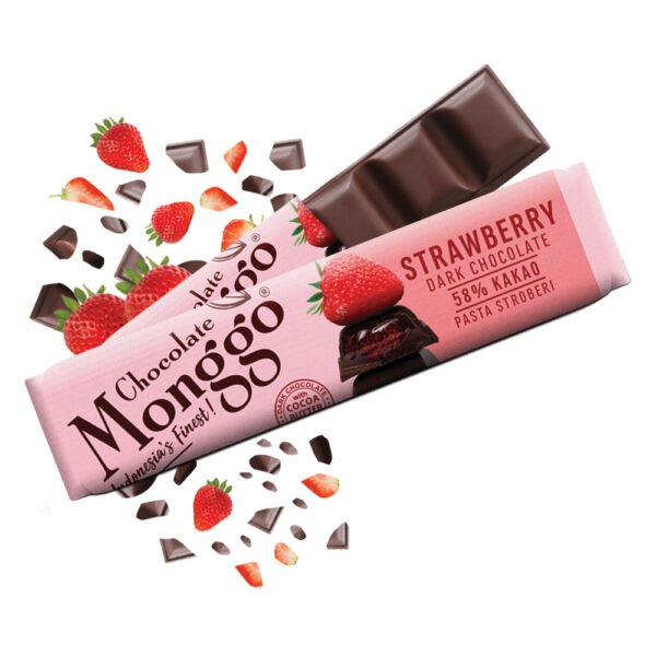 Chocolate Monggo Strawberry Bar Dark Cokelat Hitam 69% Coklat