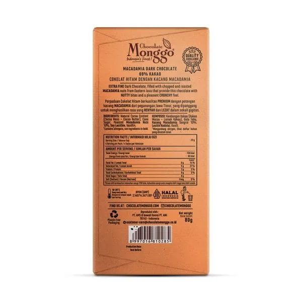 MACADAMIA Dark Chocolate 69% of Cocoa - Tablet 80g - Image 4